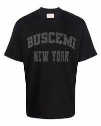 schwarzes bedrucktes T-Shirt mit einem Rundhalsausschnitt von Buscemi