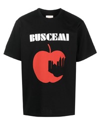 schwarzes bedrucktes T-Shirt mit einem Rundhalsausschnitt von Buscemi