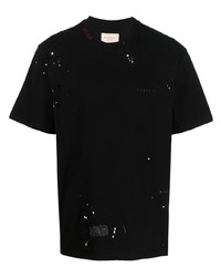 schwarzes bedrucktes T-Shirt mit einem Rundhalsausschnitt von Buscemi