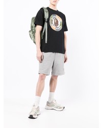 schwarzes bedrucktes T-Shirt mit einem Rundhalsausschnitt von A Bathing Ape