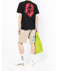 schwarzes bedrucktes T-Shirt mit einem Rundhalsausschnitt von A Bathing Ape