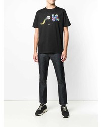 schwarzes bedrucktes T-Shirt mit einem Rundhalsausschnitt von Ps By Paul Smith