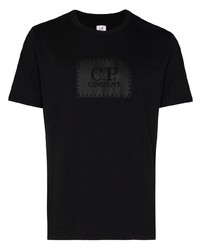 schwarzes bedrucktes T-Shirt mit einem Rundhalsausschnitt von C.P. Company