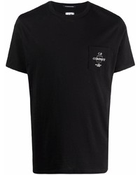 schwarzes bedrucktes T-Shirt mit einem Rundhalsausschnitt von C.P. Company