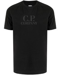 schwarzes bedrucktes T-Shirt mit einem Rundhalsausschnitt von C.P. Company