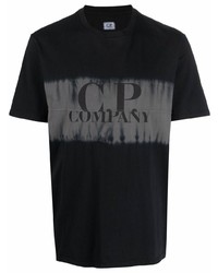 schwarzes bedrucktes T-Shirt mit einem Rundhalsausschnitt von C.P. Company