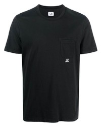 schwarzes bedrucktes T-Shirt mit einem Rundhalsausschnitt von C.P. Company