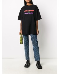 schwarzes bedrucktes T-Shirt mit einem Rundhalsausschnitt von Vetements