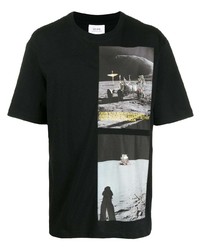 schwarzes bedrucktes T-Shirt mit einem Rundhalsausschnitt von Calvin Klein Jeans Est. 1978