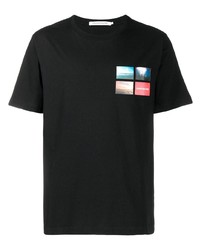 schwarzes bedrucktes T-Shirt mit einem Rundhalsausschnitt von Calvin Klein Jeans