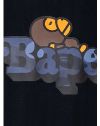 schwarzes bedrucktes T-Shirt mit einem Rundhalsausschnitt von A Bathing Ape