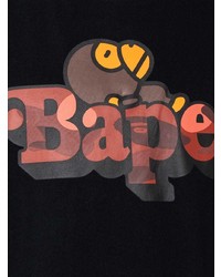 schwarzes bedrucktes T-Shirt mit einem Rundhalsausschnitt von A Bathing Ape