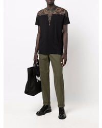 schwarzes bedrucktes T-Shirt mit einem Rundhalsausschnitt von Marcelo Burlon County of Milan