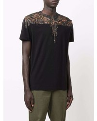 schwarzes bedrucktes T-Shirt mit einem Rundhalsausschnitt von Marcelo Burlon County of Milan