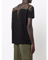 schwarzes bedrucktes T-Shirt mit einem Rundhalsausschnitt von Marcelo Burlon County of Milan