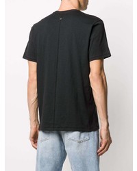 schwarzes bedrucktes T-Shirt mit einem Rundhalsausschnitt von rag & bone