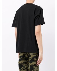 schwarzes bedrucktes T-Shirt mit einem Rundhalsausschnitt von A Bathing Ape