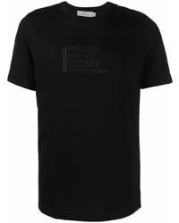 schwarzes bedrucktes T-Shirt mit einem Rundhalsausschnitt von Canali