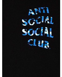 schwarzes bedrucktes T-Shirt mit einem Rundhalsausschnitt von Anti Social Social Club