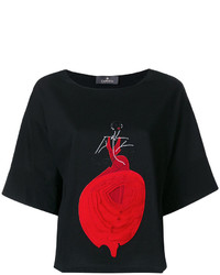 schwarzes bedrucktes T-Shirt mit einem Rundhalsausschnitt von Capucci