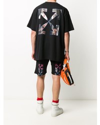 schwarzes bedrucktes T-Shirt mit einem Rundhalsausschnitt von Off-White