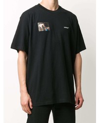 schwarzes bedrucktes T-Shirt mit einem Rundhalsausschnitt von Off-White