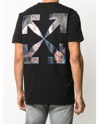 schwarzes bedrucktes T-Shirt mit einem Rundhalsausschnitt von Off-White