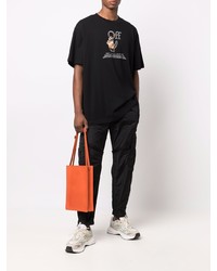 schwarzes bedrucktes T-Shirt mit einem Rundhalsausschnitt von Off-White