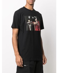 schwarzes bedrucktes T-Shirt mit einem Rundhalsausschnitt von Off-White