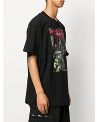 schwarzes bedrucktes T-Shirt mit einem Rundhalsausschnitt von Off-White