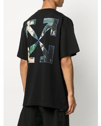 schwarzes bedrucktes T-Shirt mit einem Rundhalsausschnitt von Off-White