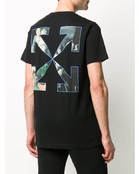 schwarzes bedrucktes T-Shirt mit einem Rundhalsausschnitt von Off-White