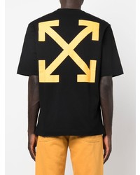 schwarzes bedrucktes T-Shirt mit einem Rundhalsausschnitt von Off-White