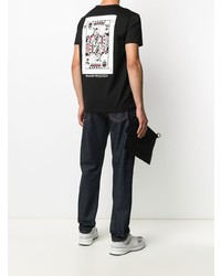 schwarzes bedrucktes T-Shirt mit einem Rundhalsausschnitt von Alexander McQueen