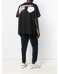 schwarzes bedrucktes T-Shirt mit einem Rundhalsausschnitt von Off-White