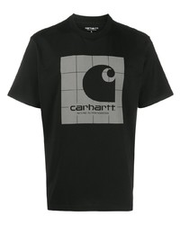 schwarzes bedrucktes T-Shirt mit einem Rundhalsausschnitt von Carhartt WIP