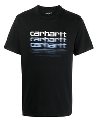 schwarzes bedrucktes T-Shirt mit einem Rundhalsausschnitt von Carhartt WIP