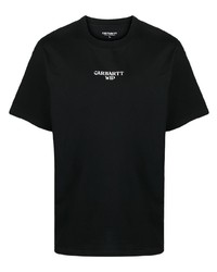 schwarzes bedrucktes T-Shirt mit einem Rundhalsausschnitt von Carhartt WIP