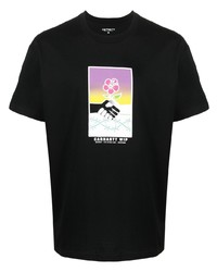 schwarzes bedrucktes T-Shirt mit einem Rundhalsausschnitt von Carhartt WIP