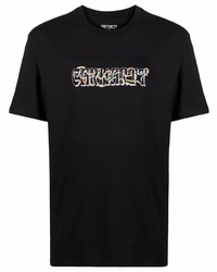 schwarzes bedrucktes T-Shirt mit einem Rundhalsausschnitt von Carhartt WIP