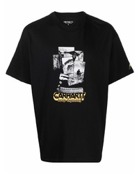 schwarzes bedrucktes T-Shirt mit einem Rundhalsausschnitt von Carhartt WIP