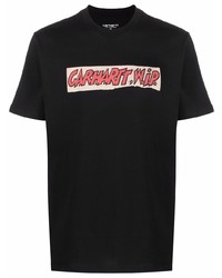 schwarzes bedrucktes T-Shirt mit einem Rundhalsausschnitt von Carhartt WIP