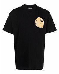 schwarzes bedrucktes T-Shirt mit einem Rundhalsausschnitt von Carhartt WIP