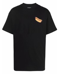 schwarzes bedrucktes T-Shirt mit einem Rundhalsausschnitt von Carhartt WIP