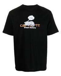 schwarzes bedrucktes T-Shirt mit einem Rundhalsausschnitt von Carhartt WIP