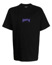 schwarzes bedrucktes T-Shirt mit einem Rundhalsausschnitt von Carhartt WIP