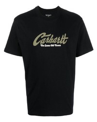 schwarzes bedrucktes T-Shirt mit einem Rundhalsausschnitt von Carhartt WIP