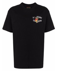 schwarzes bedrucktes T-Shirt mit einem Rundhalsausschnitt von Carrots
