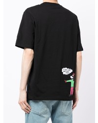 schwarzes bedrucktes T-Shirt mit einem Rundhalsausschnitt von Moschino