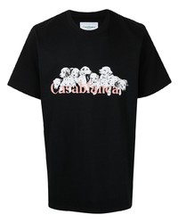 schwarzes bedrucktes T-Shirt mit einem Rundhalsausschnitt von Casablanca